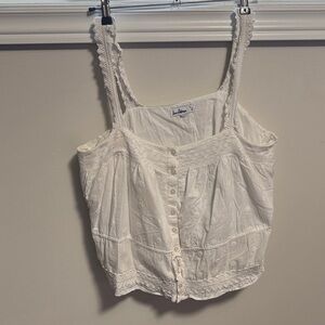 Sam Edelman White Eyelet Button-Front Camisole